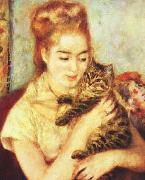 Pierre Renoir Woman with a Cat Norge oil painting reproduction